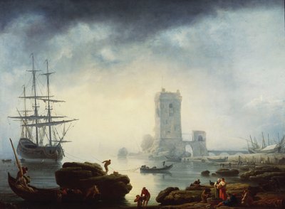 Een mediterrane haven: ochtend, 1745 door Claude Joseph Vernet