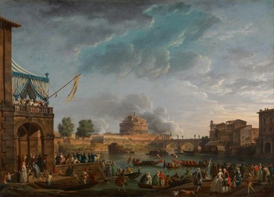 Een sportwedstrijd op de Tiber door Claude Joseph Vernet