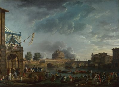 Een sportwedstrijd op de Tiber in Rome door Claude Joseph Vernet