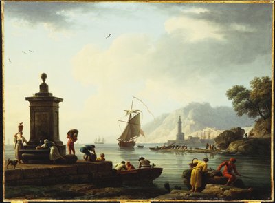 Een uitzicht op de haven van Genua, 1773 door Claude Joseph Vernet
