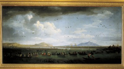 Charles de Bourbon die eenden jaagt bij Lake Patria door Claude Joseph Vernet
