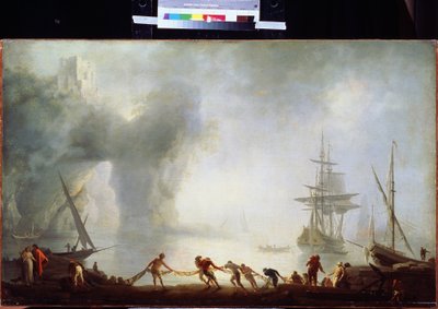 Dageraad over Capri, mist door Claude Joseph Vernet