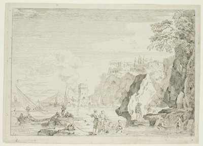 Het Strand met de Grote Toren door Claude Joseph Vernet