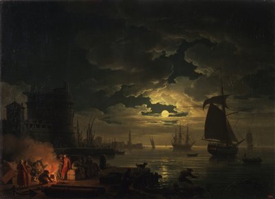 De haven van Palermo bij maanlicht, 1769 door Claude Joseph Vernet
