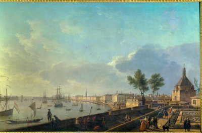 De haven van Bordeaux met de vestingwerken door Claude Joseph Vernet