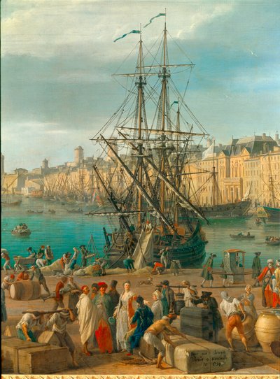 De haven van Marseille in de 18e eeuw (detail) door Claude Joseph Vernet