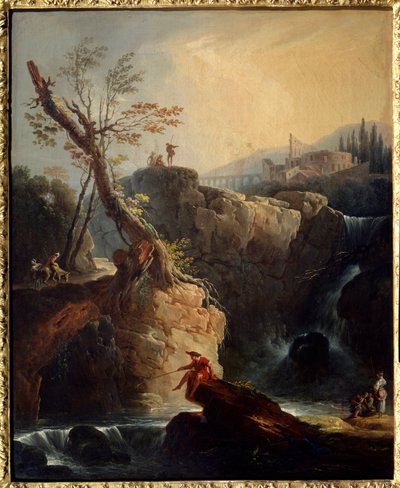 De waterval door Claude Joseph Vernet