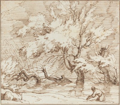 Bomen Weerspiegeld in een Beek door Claude Joseph Vernet