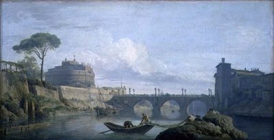 Uitzicht op de brug en het kasteel van St. Angelo, Rome, c.1748 door Claude Joseph Vernet