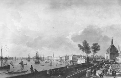 Uitzicht op de haven van Bordeaux gezien vanaf Chateau Trompette door Claude Joseph Vernet