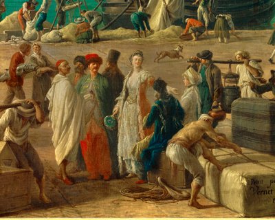 (detail) De haven van Marseille in de 18e eeuw door Claude Joseph Vernet