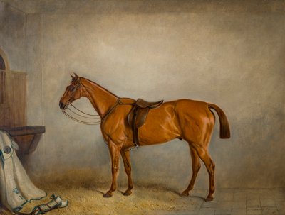 Het paard Planet in een stal door Claude L. Ferneley