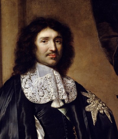 (detail) Portret van Jean Baptiste Colbert (1619-1683) Minister van Lodewijk XIV Schilderij door Claude Lefebvre (1632-1675). 1666 door Claude Lefebvre
