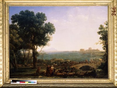 Slag op de brug (detail) door Claude  Lorrain