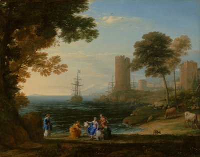 Kustzicht met de Ontvoering van Europa, ca. 1645 door Claude Lorrain