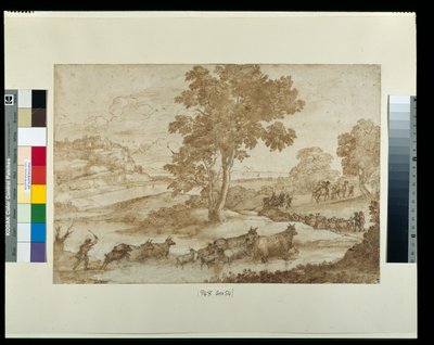 Landschap met de reis van Jacob door Claude Lorrain