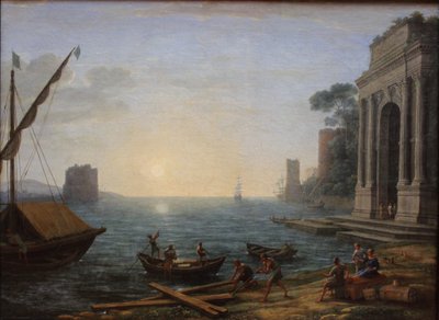 Een zeehaven bij zonsopgang door Claude Lorrain