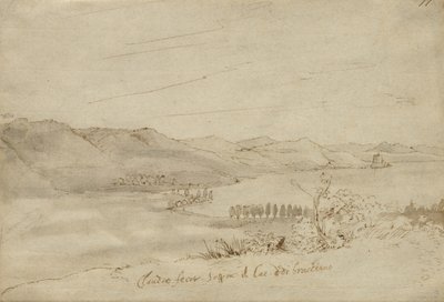 Een Uitzicht op het Meer van Bracciano, ca. 1638-39 door Claude Lorrain