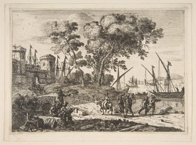 Kustscène met een Kunstenaar door Claude Lorrain