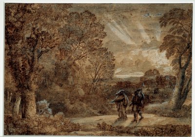 Enee en de cumes sibylle. Tekening door Claude Gellee dit Le Lorrain (1600-1682) door Claude Lorrain