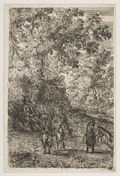 Vier geiten linker sectie van De geiten, ca. 1630-33 door Claude Lorrain