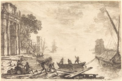 Havengezicht met opkomende zon door Claude Lorrain