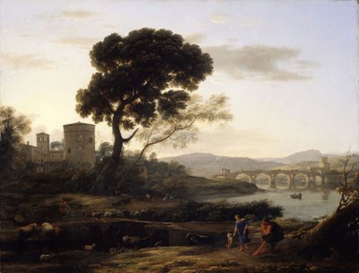 Landschap nabij Rome met Uitzicht op de Ponte Molle, 1645 door Claude Lorrain