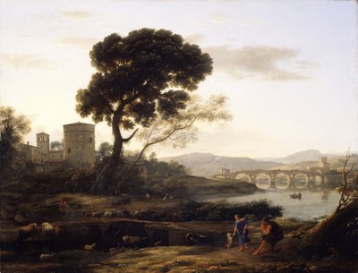Landschap bij Rome met uitzicht op de Ponte Molle door Claude Lorrain