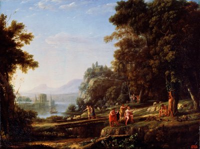 Landschap met Apollo en Marsyas, 1639-1640 door Claude Lorrain