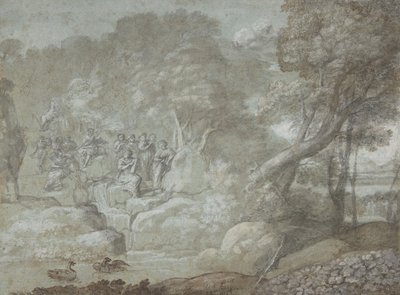 Landschap met Apollo en de Muzen door Claude Lorrain