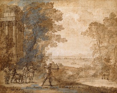 Landschap met Ascanius die het hert van Sylvia schiet door Claude Lorrain
