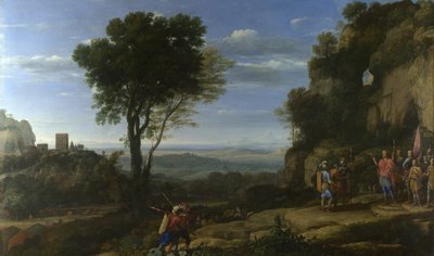 Landschap met David in de grot van Adullam, 1658 door Claude Lorrain