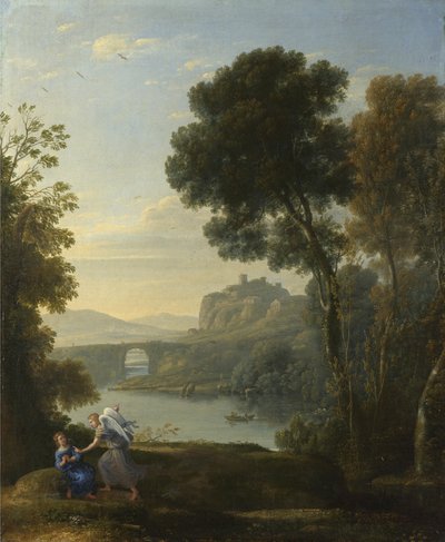 Landschap met Hagar en de Engel, 1646 door Claude Lorrain