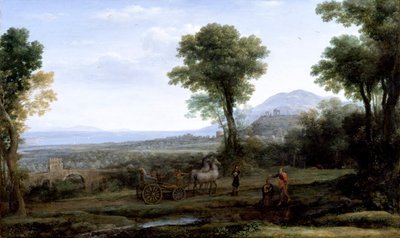 Landschap met St. Philip die de eunuch doopt, 1678 door Claude Lorrain