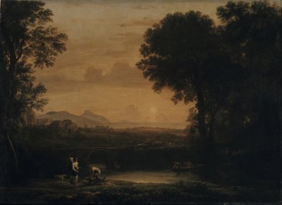Landschap met Tobias en de Engel, 1663 door Claude Lorrain