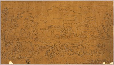 Landschap met ommuurde stad door Claude Lorrain