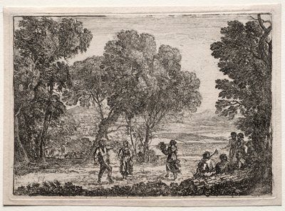 Landschap met een dorpsdans (Kleine plaat) door Claude Lorrain