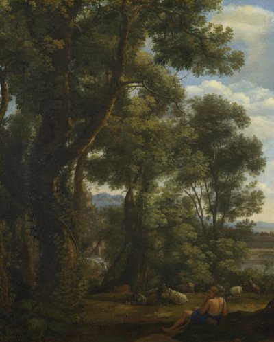 Landschap met een geitenhoeder en geiten, ca. 1637 door Claude Lorrain