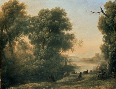 Landschap met een geitenhoeder, ca. 1635-1636 door Claude Lorrain