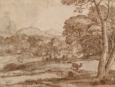 Landschap met een kudde herten door Claude Lorrain