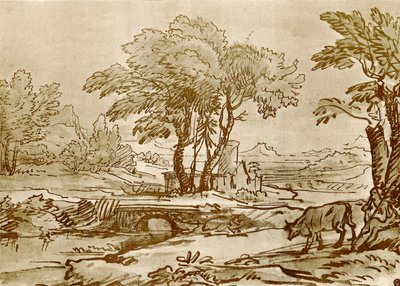 Landschap met brug door Claude Lorrain