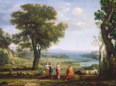 Landschap met de Heliaden op zoek naar hun broer Phaëton door Claude Lorrain