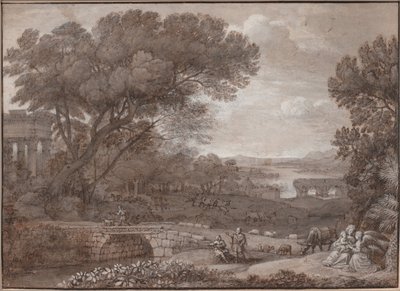 Landschap met de Rust tijdens de Vlucht naar Egypte, 1660 door Claude Lorrain