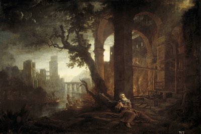 Landschap met de verzoeking van Sint-Antonius door Claude Lorrain