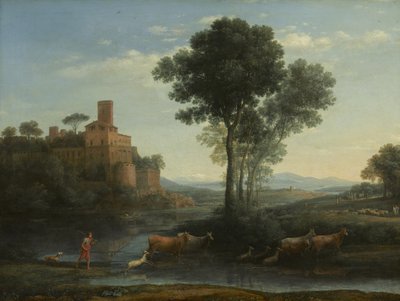 Landschap met de Reis van Jacob, 1677 door Claude Lorrain