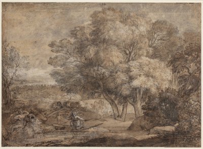 Landschap met Narcissus en Echo door Claude Lorrain