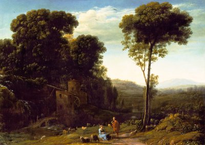 Pastoraal Landschap met een Molen, 1634 door Claude Lorrain