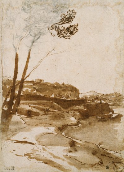 Pad langs de Tiber door Claude Lorrain