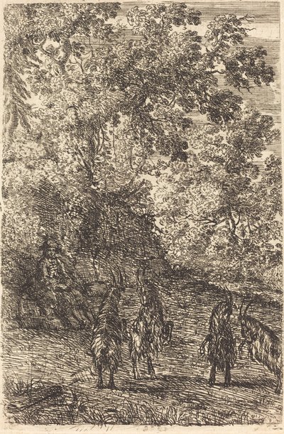 Herder met vier geiten door Claude Lorrain