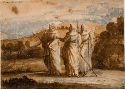 Studie voor Pelgrims in Emmaus door Claude Lorrain